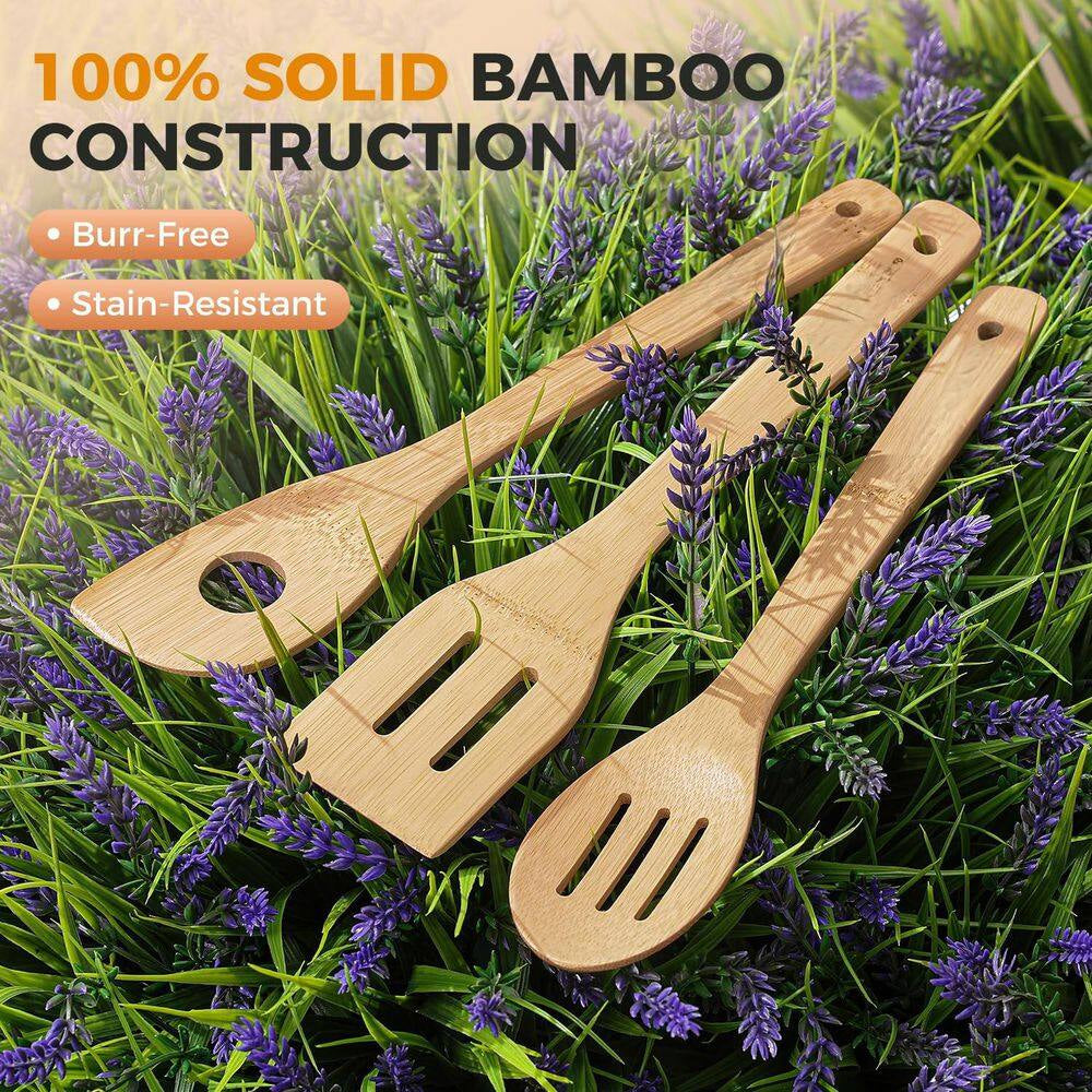 Eco-Friendly Premium Natural Bamboo 6-Piece Cooking Kitchen Utensils Set