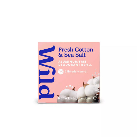 Wild Cosmetics Aluminum-Free Cream Deodorant Refill - Fresh Cotton & Sea Salt - 1.4Oz: Vegan, under Arm Use