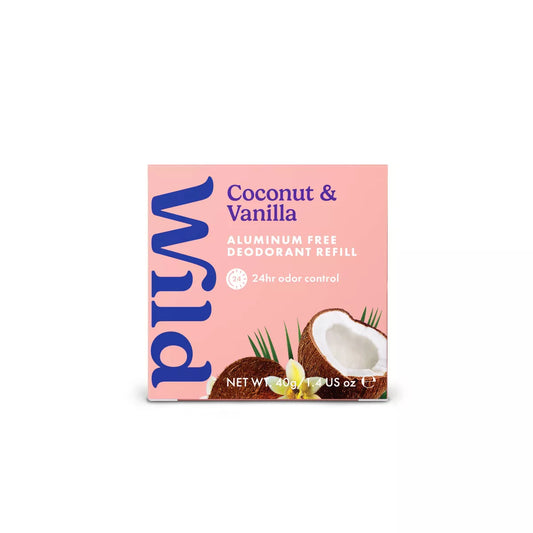 Wild Cosmetics Cream Deodorant Refill - Coconut & Vanilla - Aluminum-Free 1.4Oz: Vegan, Naturally Derived Ingredients