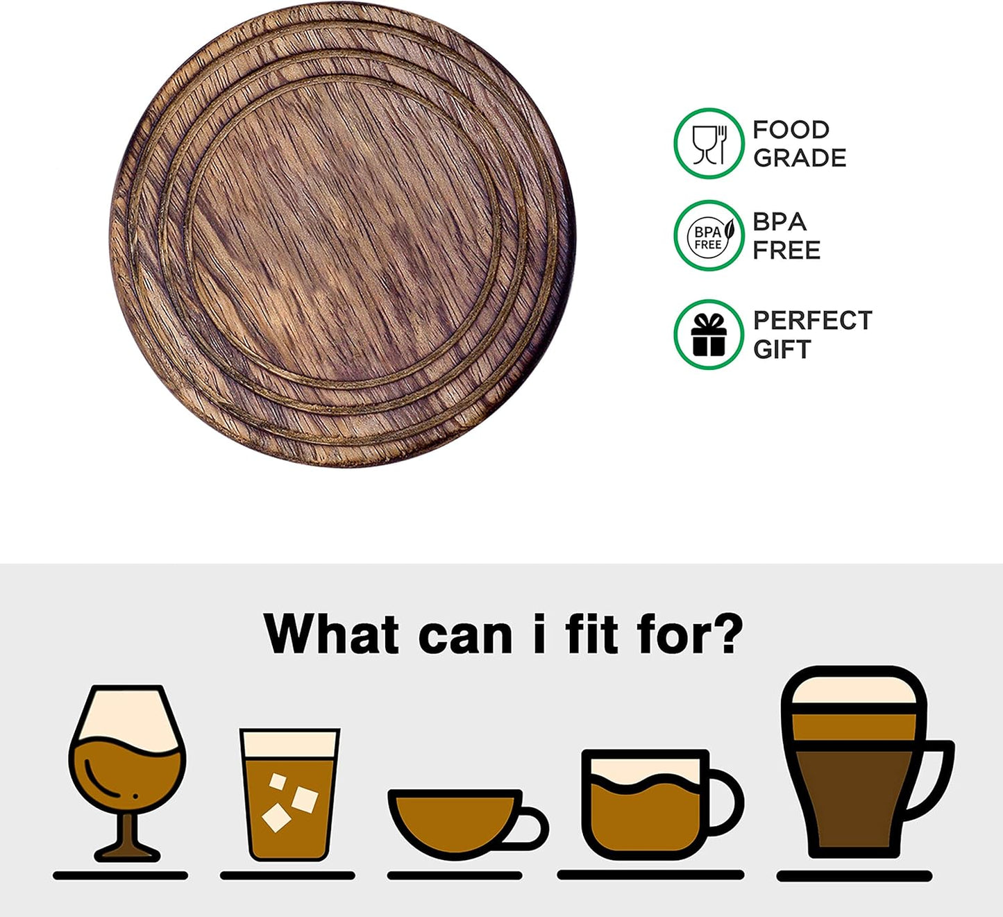 Wooden for Drinks, Eco-Friendly, Absorbent, Antique Look Handcrafted Coasters (Tortoise)