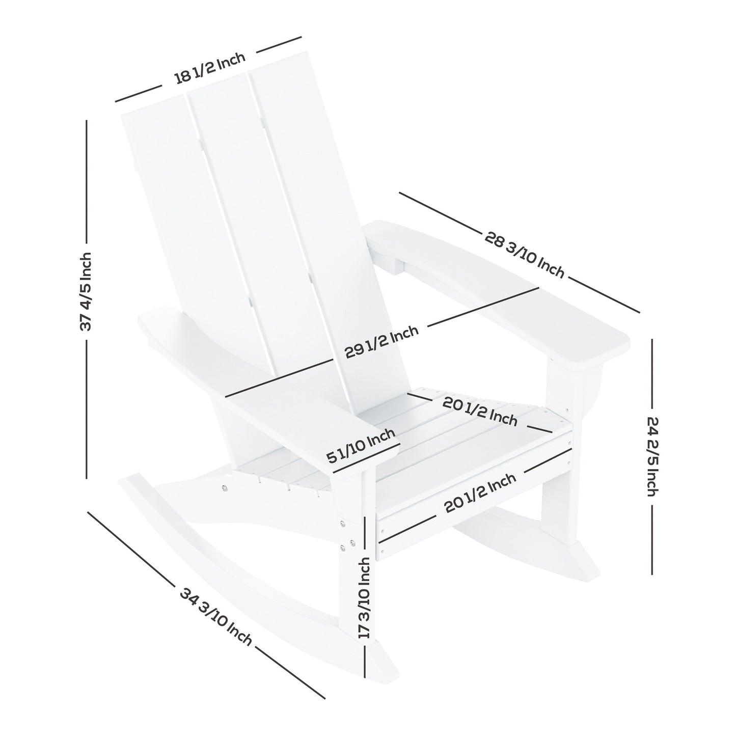 Shoreside Modern Eco-Friendly All Weather Poly Adirondack Rocking Chair