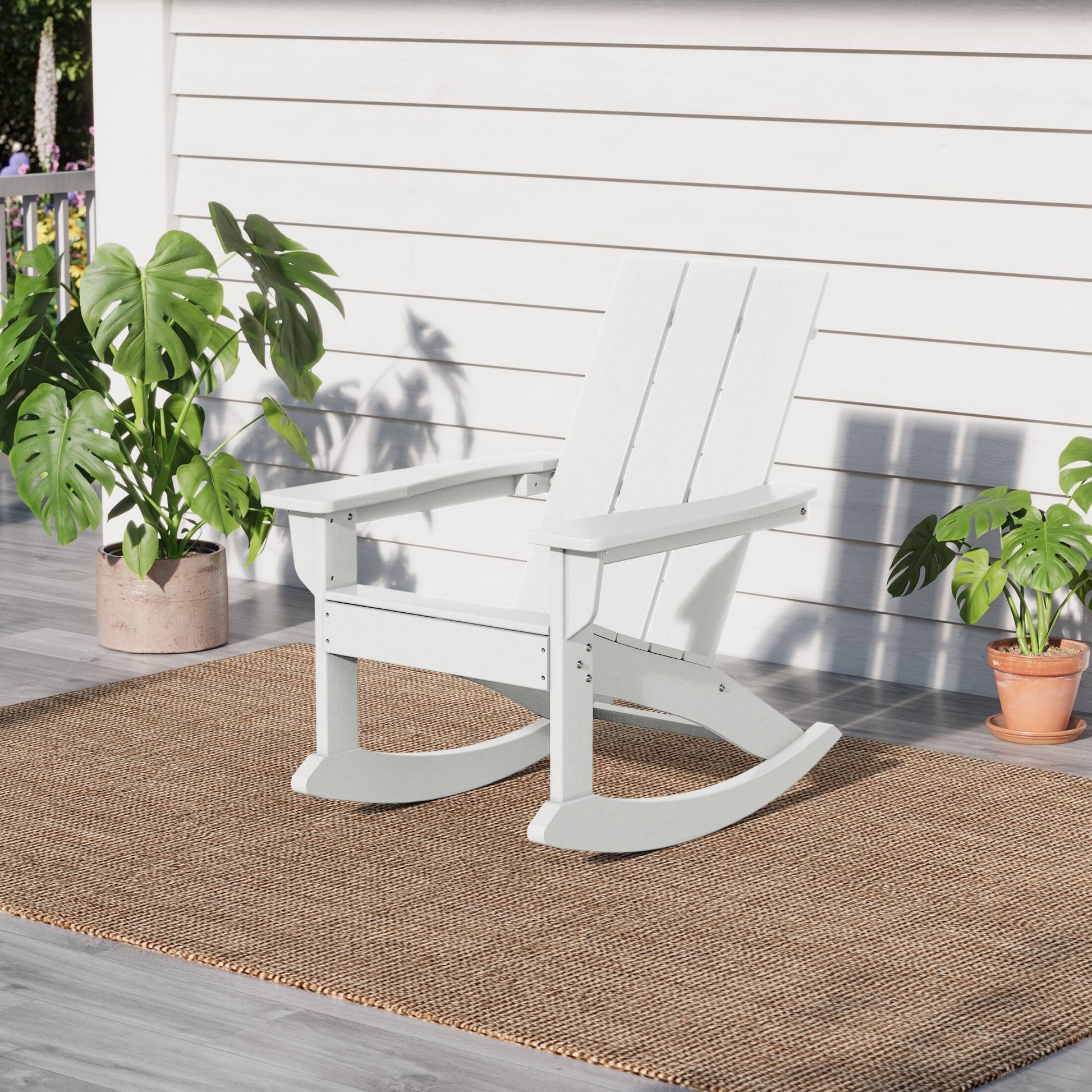 Shoreside Modern Eco-Friendly All Weather Poly Adirondack Rocking Chair