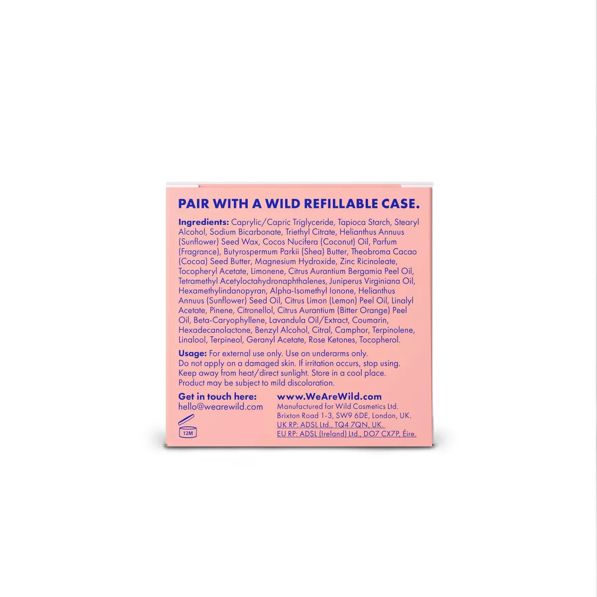 Wild Cosmetics Aluminum-Free Cream Deodorant Refill - Fresh Cotton & Sea Salt - 1.4Oz: Vegan, under Arm Use